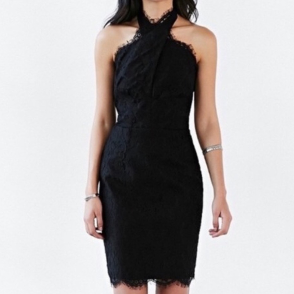 KEEPSAKE the Label High Roads lace hater Black Backless Dress